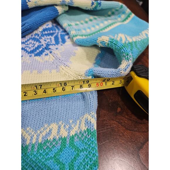 Vintage David Brooks Floral Spring Stripe Cardigan Sweater Sz L 100% Cotton - Picture 5 of 6